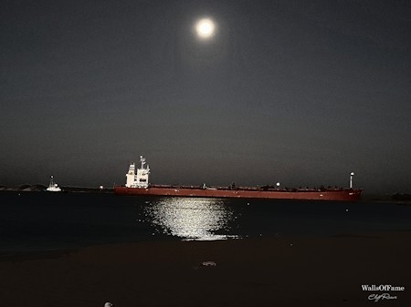 Astronomy, Boat, Freighter, Moon, Nature, Night, Outdoors, Ship, Vehicle, Watercraft